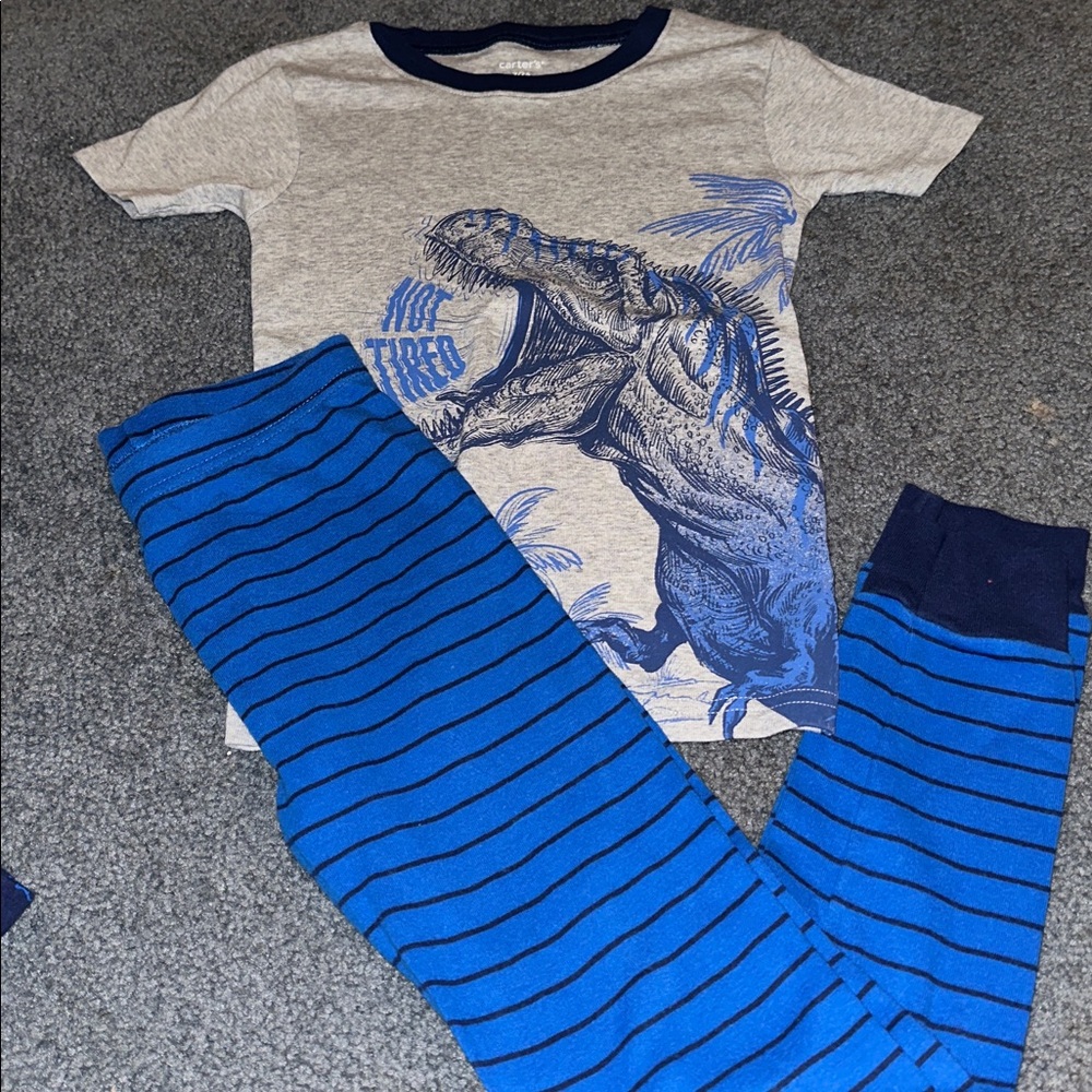 Carter's Gray and Blue Dinosaur Pajama Set